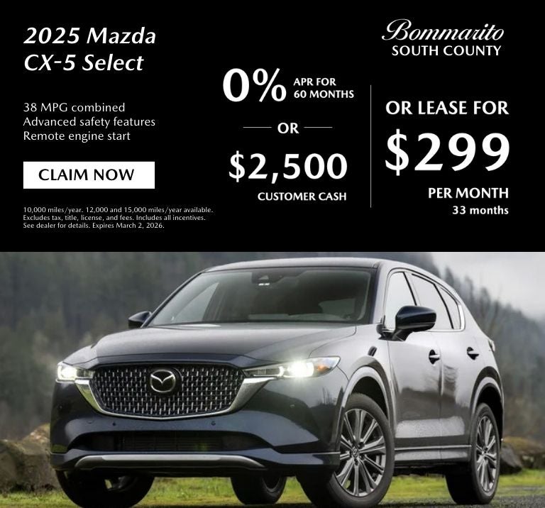 2025 CX-5 Select 0% APR OR Lease $299