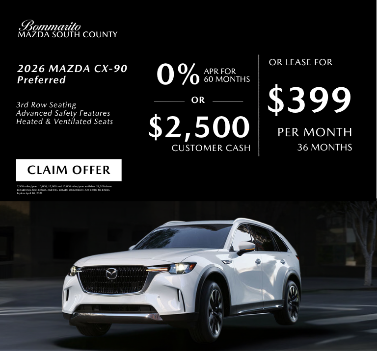 2026 Mazda CX-90 Preferred 0% APR or Lease $399
