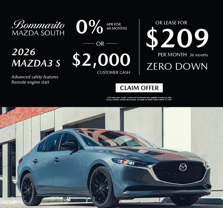 2026 Mazda3 S Lease $209 Or O% APR o