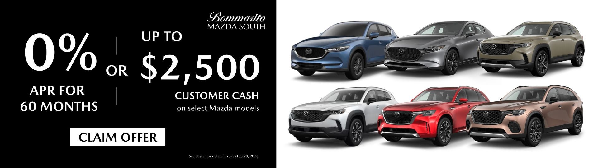 0% APR For 60 Months OR Customer Cash