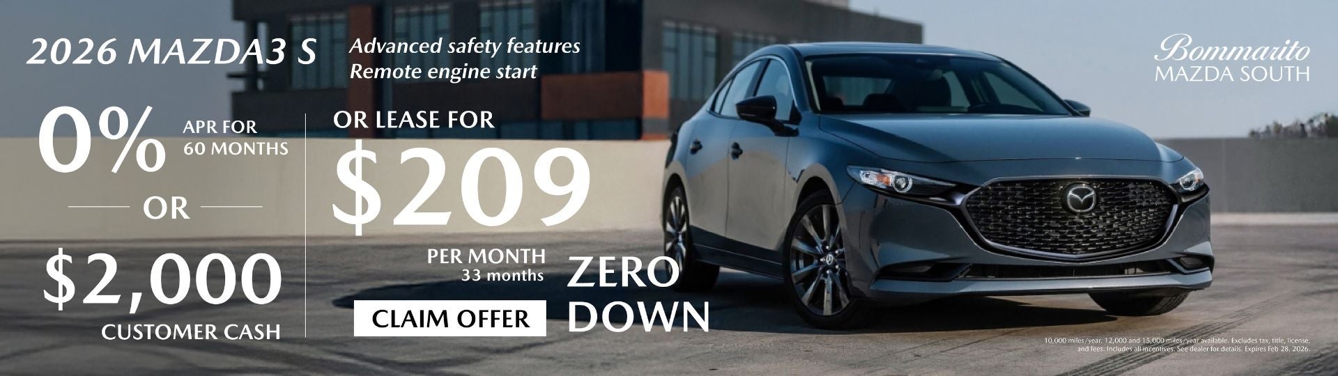 2026 Mazda3 Sedan 0% APR