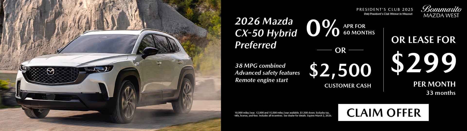 2026 Mazda-50 Hybrid Perferred 0% APR