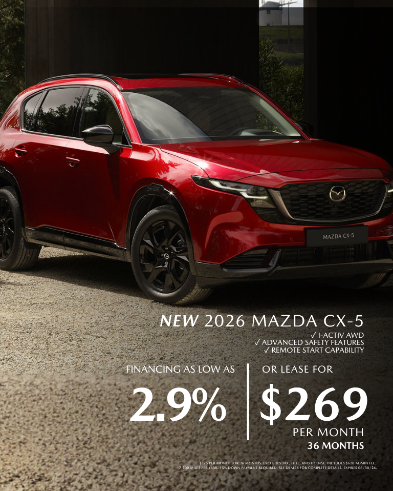 2026 Mazda CX-5 2.9% APR Or Lease $26